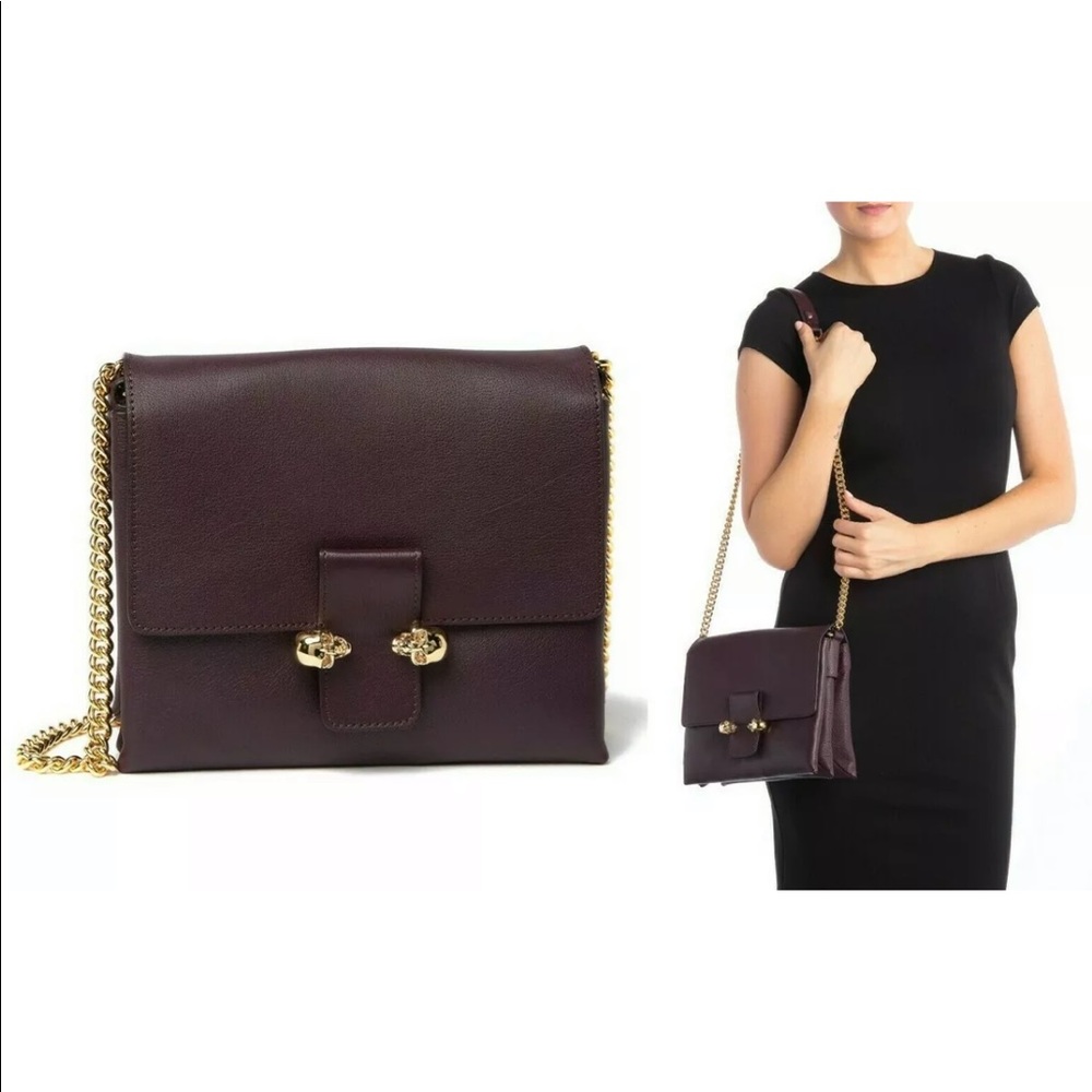 ❌SOLD❌ NWOT ALEXANDER MCQUEEN TWIN SKULLS BAG BURGUNDY - Picture 1 of 6